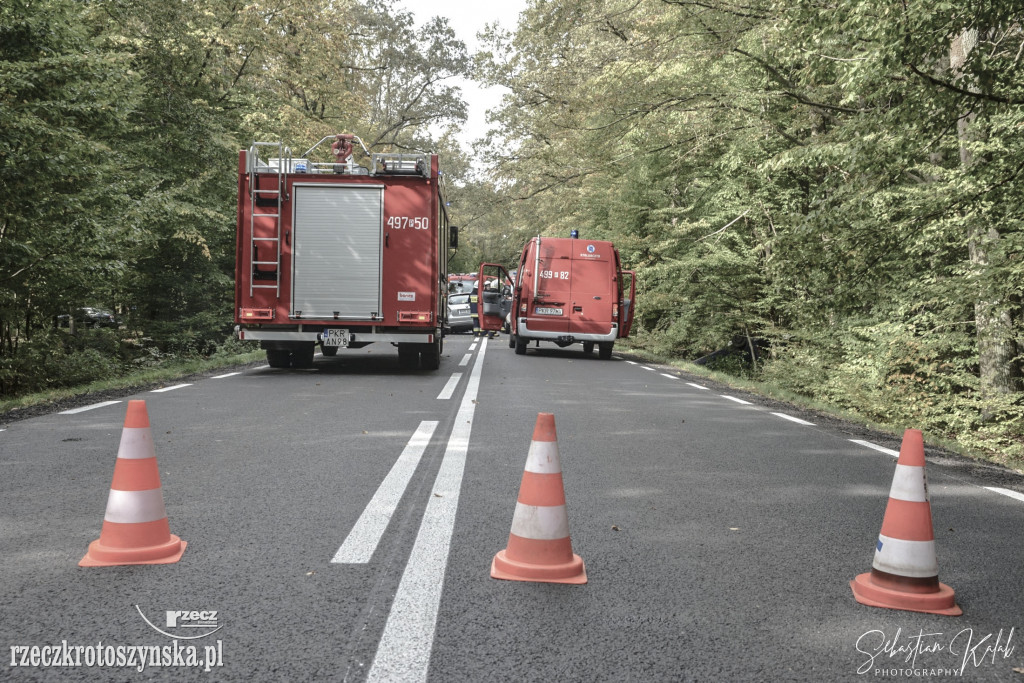 Wypadek dwóch samochodów na drodze do Sulmierzyc