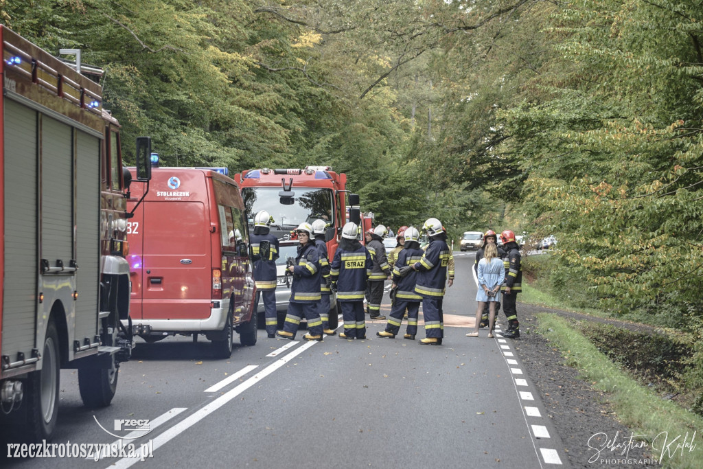 Wypadek dwóch samochodów na drodze do Sulmierzyc