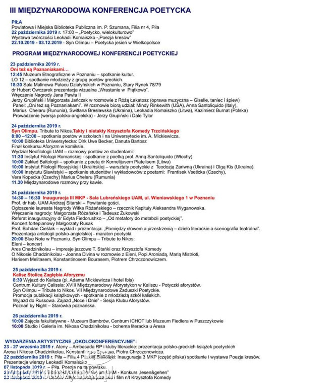 Konferencja poetycka w Kaliszu