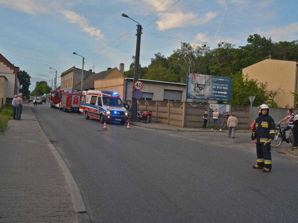 Wypadek motocyklisty w Zdunach