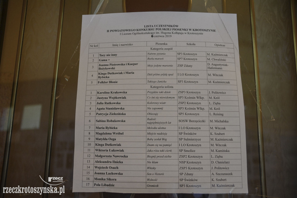 II Przegląd Piosenki w I LO Krotoszyn