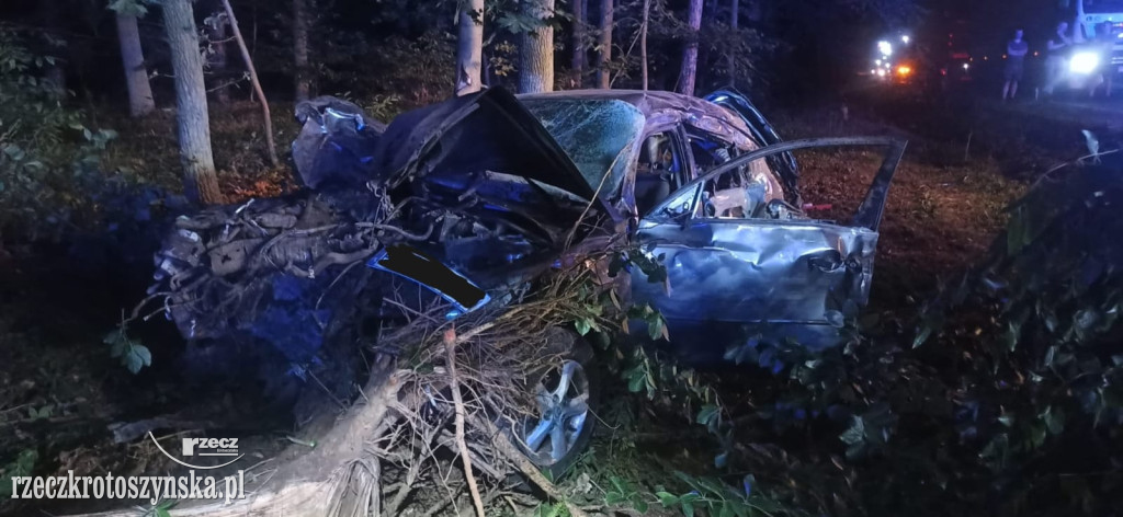 Nocny wypadek na trasie Krotoszyn - Sulmierzyce. Cudem przeżyli