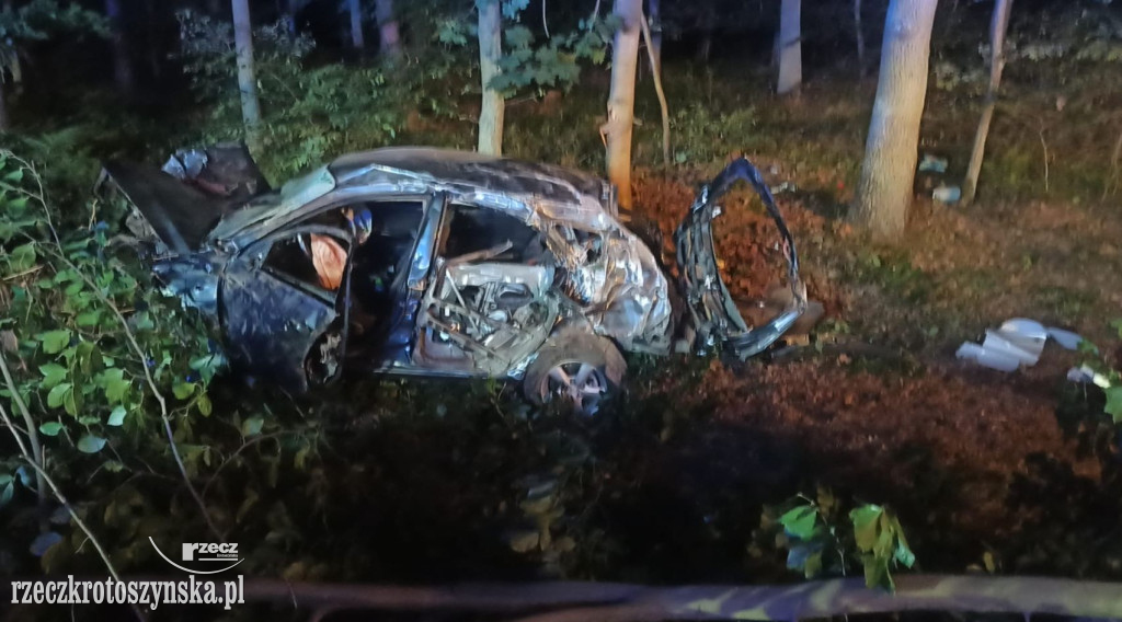 Nocny wypadek na trasie Krotoszyn - Sulmierzyce. Cudem przeżyli