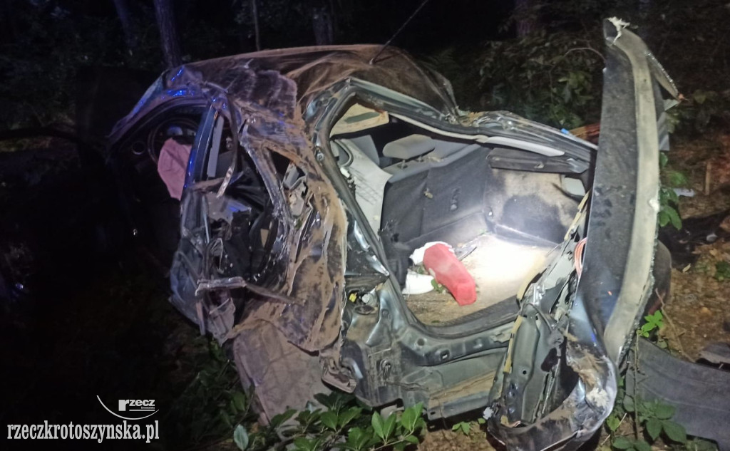 Nocny wypadek na trasie Krotoszyn - Sulmierzyce. Cudem przeżyli