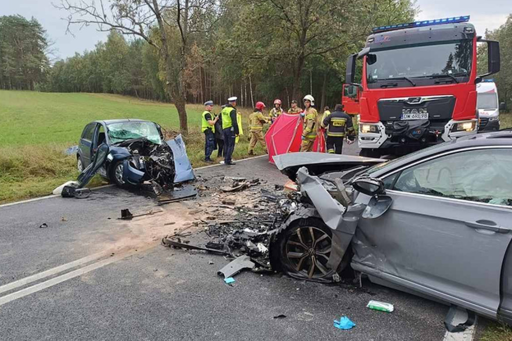 Czołówka na drodze krajowej nr 15 w pobliżu Dziadkowa