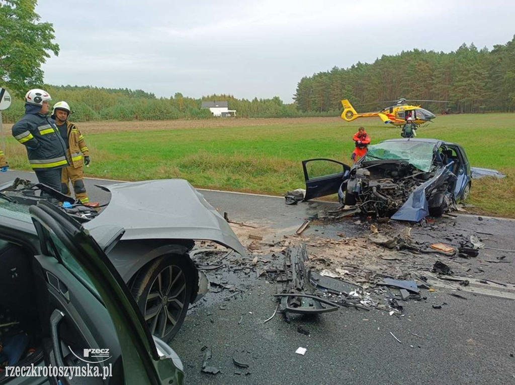 Czołówka na drodze krajowej nr 15 w pobliżu Dziadkowa