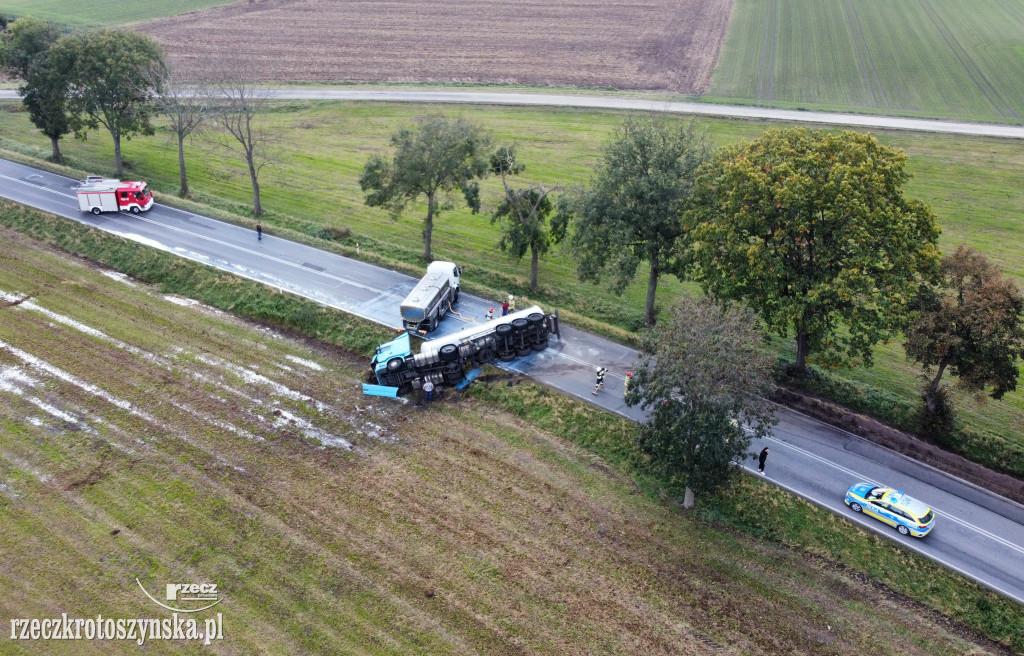 Wypadek cysterny na drodze krajowej nr 36