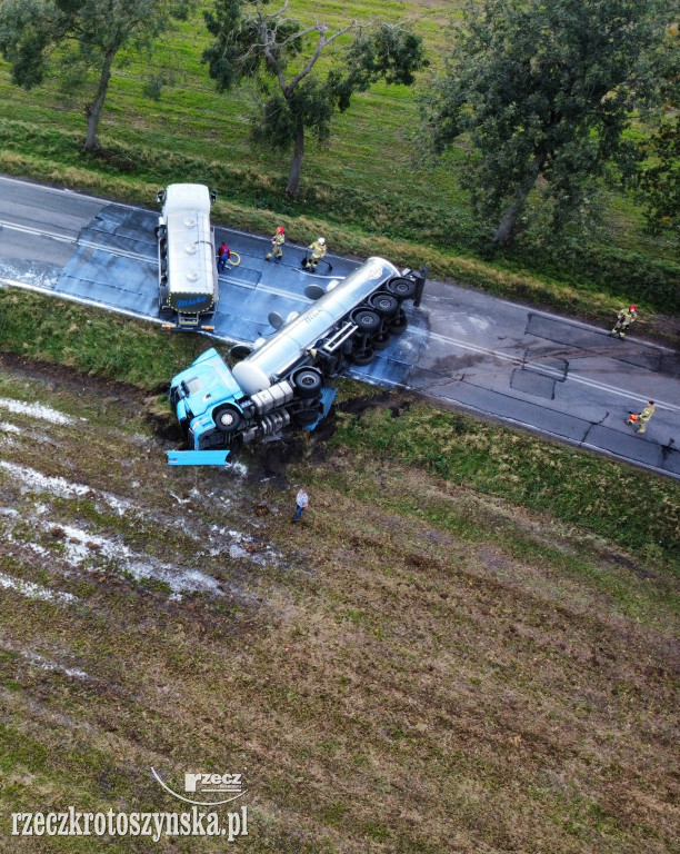 Wypadek cysterny na drodze krajowej nr 36