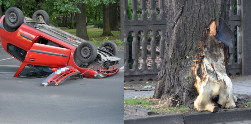 Auto najpierw uderzyło w drzewo a następnie dachowało - oto J. GŁODAS