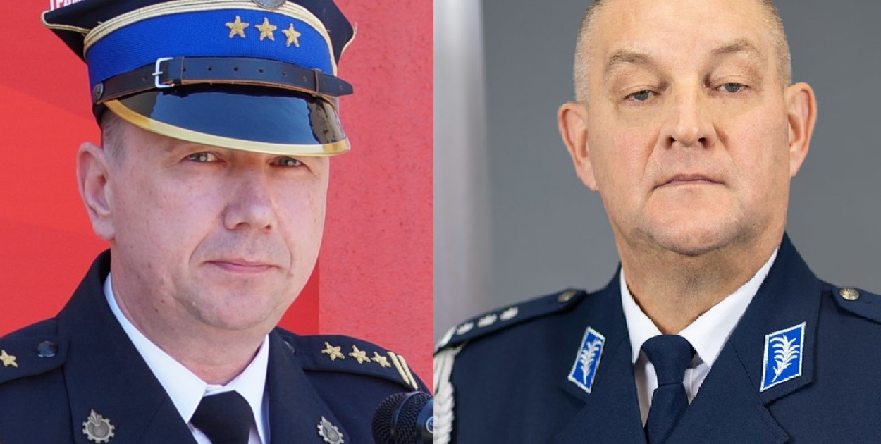 Marek Kalak (komendant krotoszyńskich strażaków) i Mariusz Jaśniak (szef lokalnej policji) 