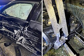 Niebezpiecznie wyprzedzanie. Auto uderzyło w słup energetyczny-18474